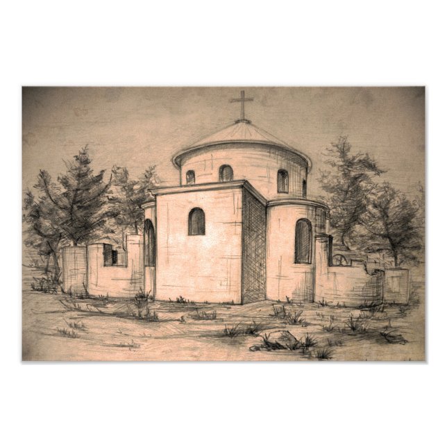 Foto Arquitetura Antiga Igreja Ortodoxa Desenhando Arte (Frente)