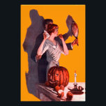 Foto Art Deco Casal Espelho Jack O Lanterna Pumpkin<br><div class="desc">Vintage Halloween impressão</div>