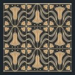 Foto Art Deco Floral. Flores Bluebell 2<br><div class="desc">Azulejo Art Deco padrão floral estilizado com bluebells (cinzas e cores)</div>