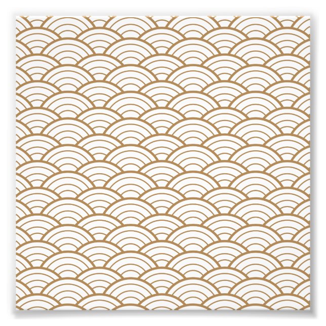 Foto art deco,padrão de fãs japoneses, ouro, branco, vi (Frente)