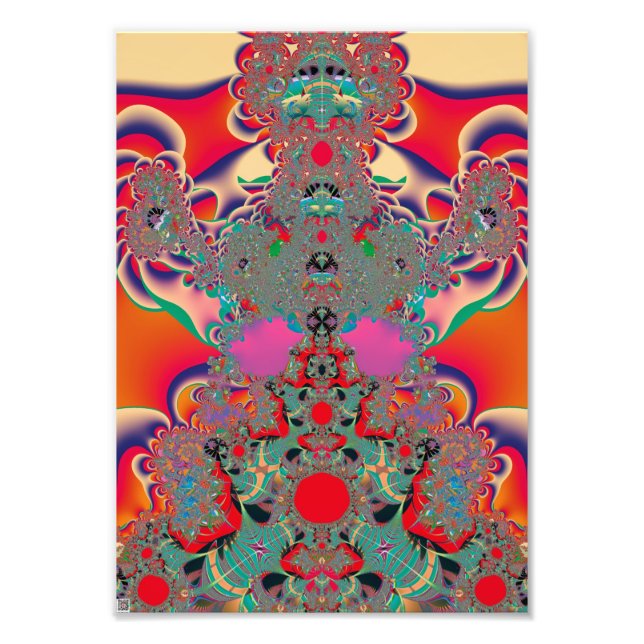 Foto Arte Abstrata Fractal de Meditação Vermelha (Frente)