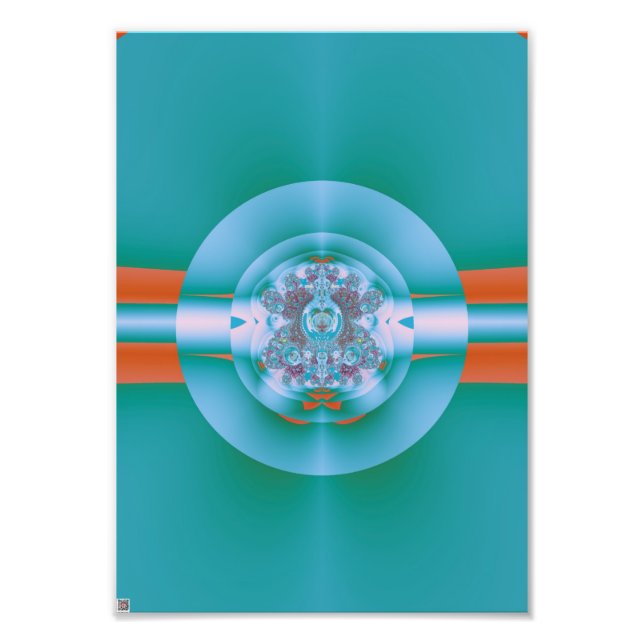 Foto Arte Abstrato Coral Aquático Futurista Retro (Frente)