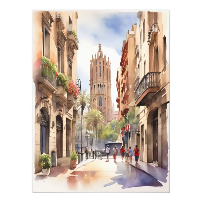 Foto Arte aquarela de Barcelona (Frente)