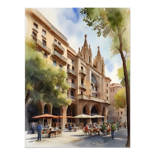 Foto Arte aquarela de Barcelona (Frente)