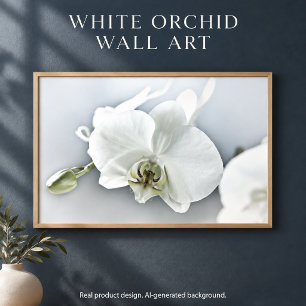 Foto Arte Botânica de Orquídea Branca Elegante