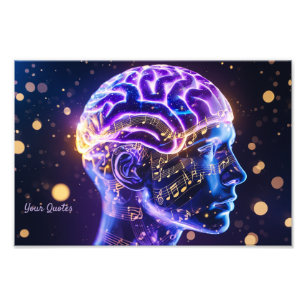 Foto Arte Cerebral Abstrato Moderno com Notas Musicais