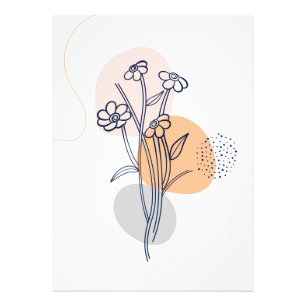 Foto Arte da linha de flores botânica