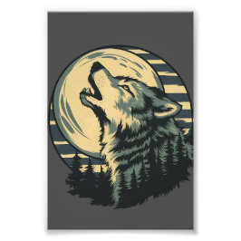 Foto Arte da Lua Uivante Turquesa do Lobo