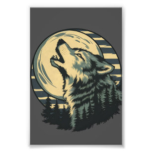 Foto Arte da Lua Uivante Turquesa do Lobo