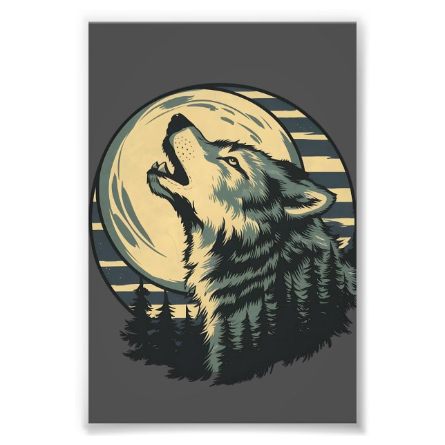 Foto Arte da Lua Uivante Turquesa do Lobo (Frente)