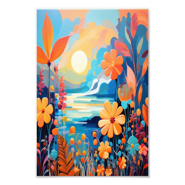 Foto Arte da Paisagem Floral Sunset Vibrante (Frente)