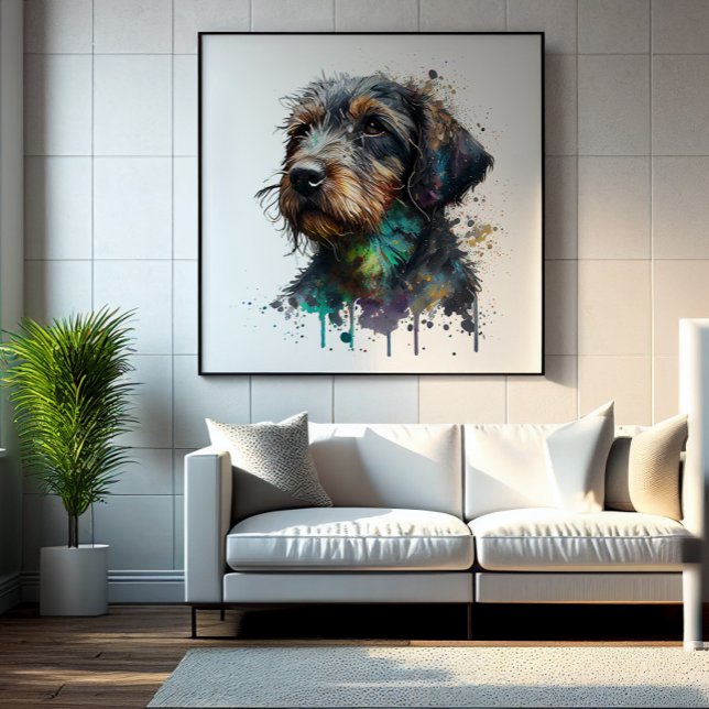 Foto Arte de Aquarela Chave Wirehaired Dachshund Puppy (Criador carregado)