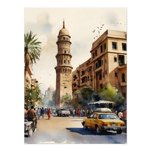 Foto Arte de aquarela do Cairo (Frente)