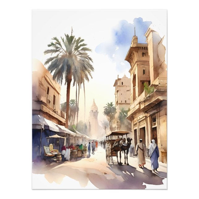 Foto Arte de aquarela do Cairo (Frente)
