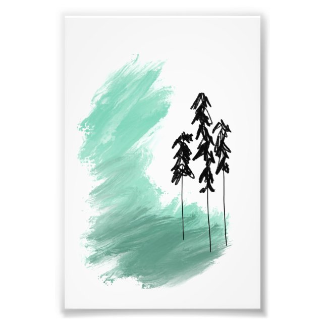 Foto arte de árvore verde escandinava simples menta mod (Frente)