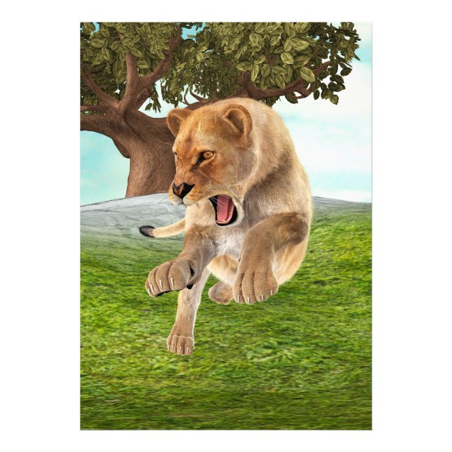 Foto Arte de Aventura na Selva com Leoa Feroz (Frente)