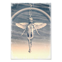 Arte de Chuva de Arco-Íris Anjo Guardião Vintage