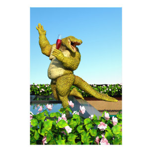 Foto Arte de festa de champanhe de crocodilo engraçado