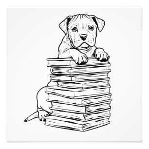 Foto Arte de Linha Cachorros e Livros