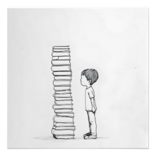 Foto Arte de linha de meninos e livros.