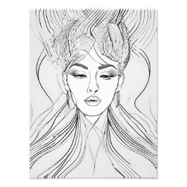 Foto Arte de Linha de Retrato Feminino Minimalista
