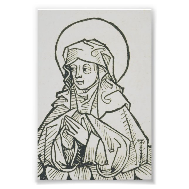 Foto Arte de Linha Minimalista Medieval de Santa Mônica (Frente)