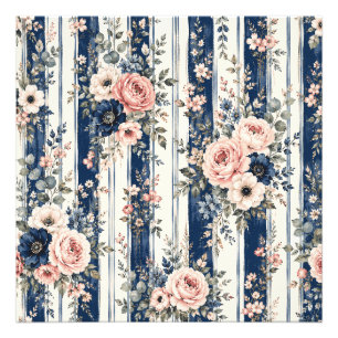 Foto Arte de Listra Floral Azul Água