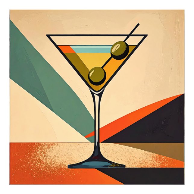 Foto Arte de Martini com Bloco de Cores Modernista de M (Frente)