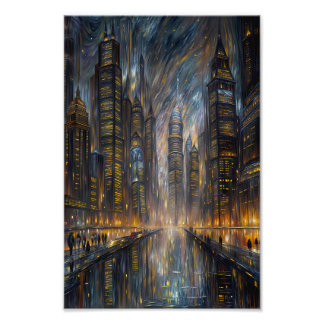 Foto Arte de Paisagem Urbana Futurista no Estilo Van Go