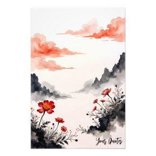 Foto Arte de Papoula em Tinta Chinesa