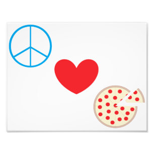 Foto Arte de Parede de Cozinha Paz Amor Pizza 22x28cm