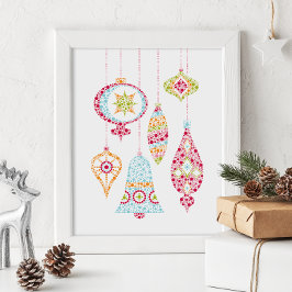 Foto Arte de parede de Enfeites de natal de pontos retr