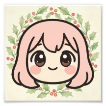 Arte de Parede em Madeira de Menina de Anime Kawai