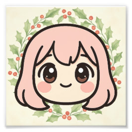 Foto Arte de Parede em Madeira de Menina de Anime Kawai
