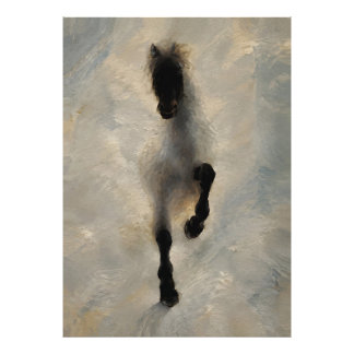 Foto Arte de Parede Pintura a Óleo Cavalo Preto Vista A