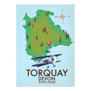 Foto Arte de pôster de mapa antigo de Torquay Devon.