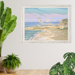 Foto Arte de Praia Costeira do Oceano Marítimo<br><div class="desc">Transporte-se para a alegria serena costeira de um dia de verão com esta impressão de arte, capturando a essência de uma cena de praia tranquila. As matizes pastéis macios de azul, rosa, roxo, bronzeado e cremes evocam a aura calmante de um pôr do sol costeiro ou do nascer do sol,...</div>