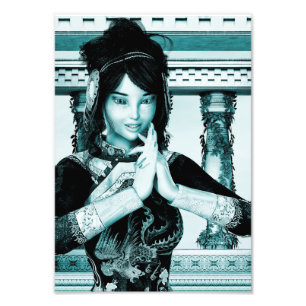 Foto Arte de Retrato Azul de Mulher Real Asiática