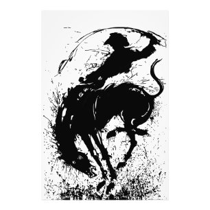 Foto Arte de Silhueta Dinâmica de Rodeio Cowboy