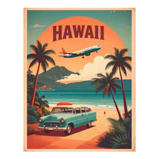 Foto Arte de Viagem Turístico do Havaí Retro Meados do 