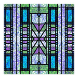 Foto Arte de Vidro Colorido Art Déco em Azul e Roxo