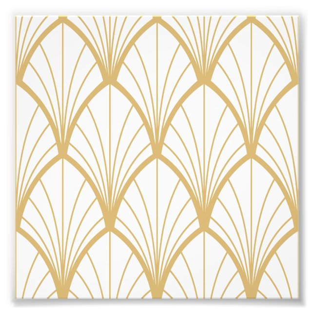 Foto arte deco, bela, padrão do ventilador, ouro, branc (Frente)