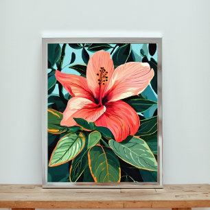 Foto Arte Digital Contra Flor de Hibiscus Tropical