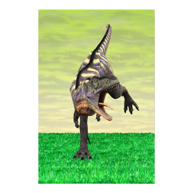 Foto Arte Divertida de Aucasaurus Rugindo Dinossauro Pr (Frente)