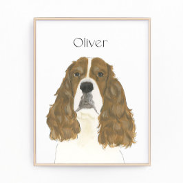 Foto Arte do Cocker Spaniel Inglês Vermelho e Branco