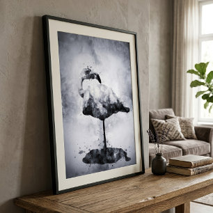 Foto Arte em Aquarela Preto e Branco de Flamingo Modern