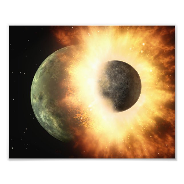 Foto Arte Espacial de Colisão de Planetas (Frente)