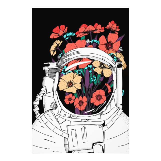 Foto Arte espacial floral de astronauta (Frente)