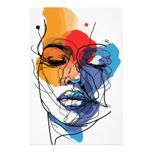 Foto Arte Facial de Linha Fluida Abstrata