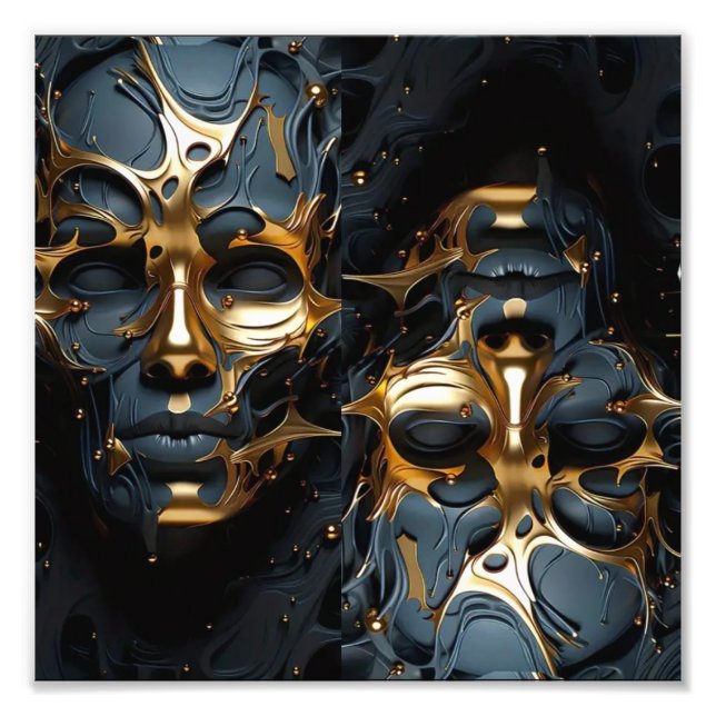 Foto Arte Futurística Dourada e Abstrato Preta (Frente)